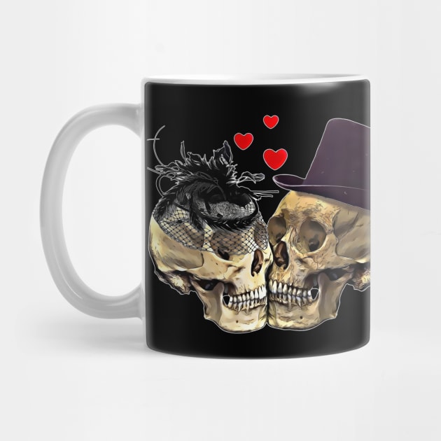 Vintage Lovers skeletons, lovers, cool skulls, bones, romance skull by Collagedream